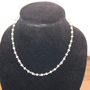 Napier: marked. White and silver beaded necklace.